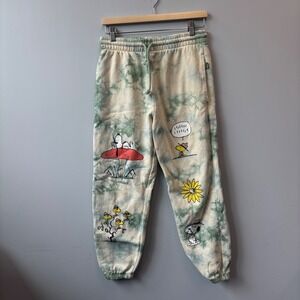 Peanuts Parks Project Snoopy Tie Dye Joggers Green Small Sweatpants